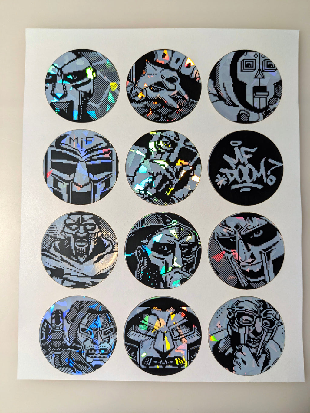 MF DOOM Pixel Art - Holographic Sticker Set